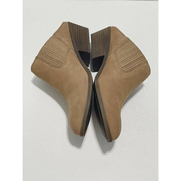 Frye Rowen Gore Suede Leather Mule Slip Stacked Heel On 6.5 Beige - Picture 6 of 10